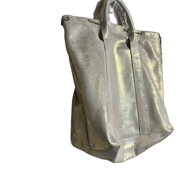 NWT ATM Anthony Thomas Melillo Women's Metallic Nubuck Oversized Leather Tote - Picture 2 of 10